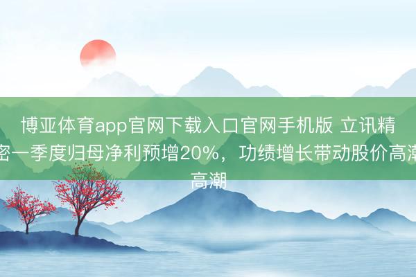 博亚体育app官网下载入口官网手机版 立讯精密一季度归母净利预增20%，功绩增长带动股价高潮