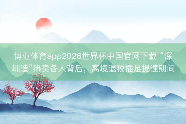 博亚体育app2026世界杯中国官网下载 “深圳造”热卖各人背后,离境退税插足提速期间